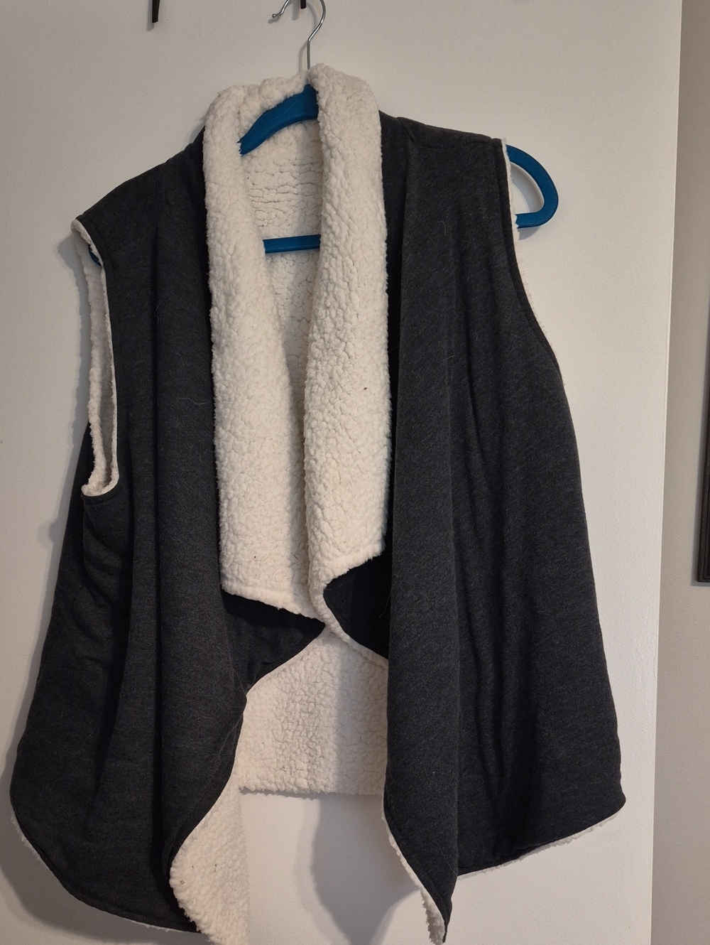 Mossimo Supply Co. Dark Gray Open-Front Vest with White Sherpa